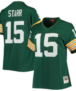 Women's Green Bay Packers Bart Starr Mitchell & Ness Green 1967 Legacy Player Jersey JS4927 nicesnker