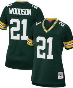 Women's Green Bay Packers Charles Woodson Mitchell & Ness Green 2010 Legacy Player Jersey JS7683 nicesnker