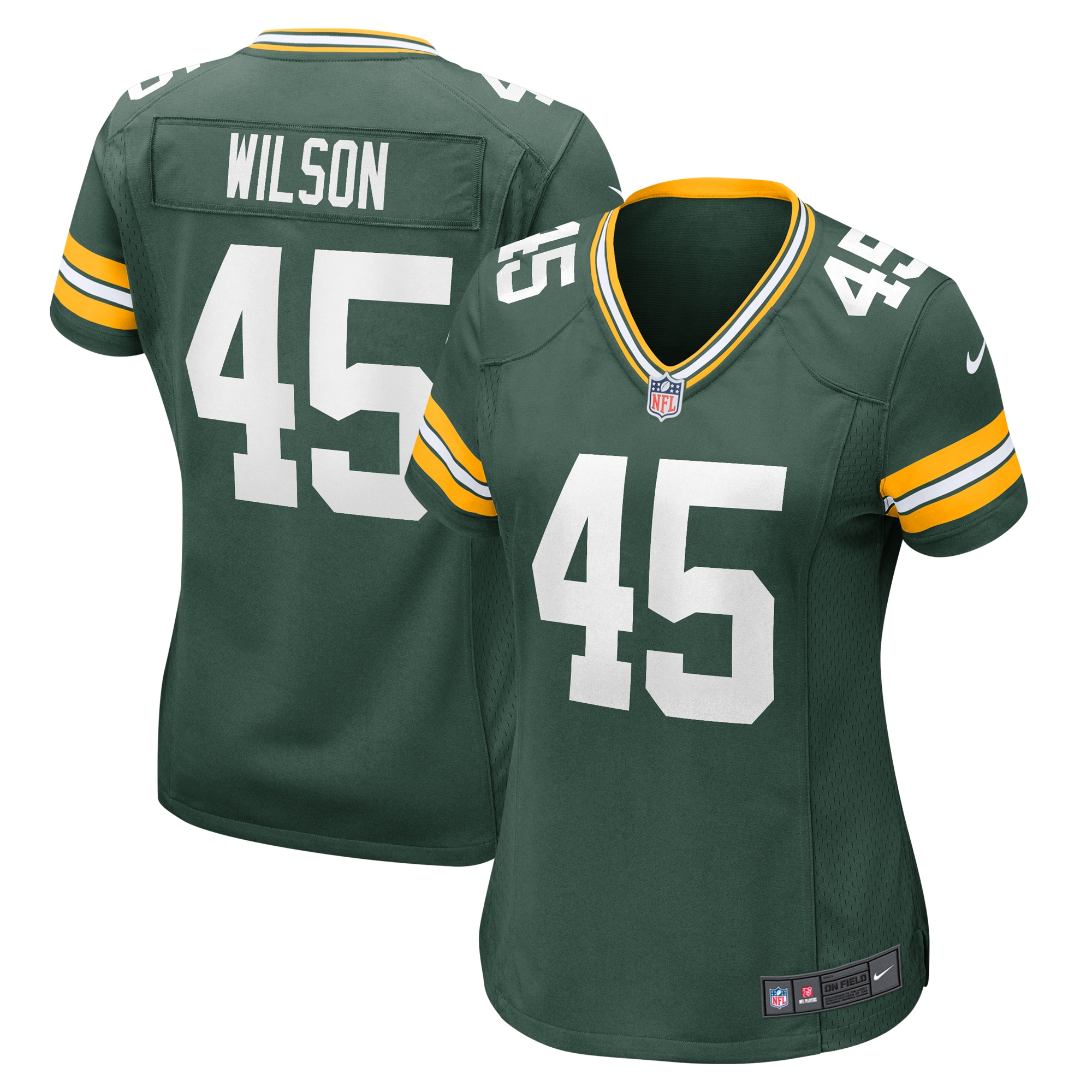 Women's Green Bay Packers Eric Wilson Green Home Game Player Jersey JS8154 nicesnker