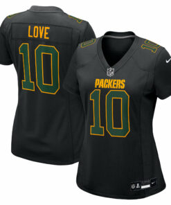 Women's Green Bay Packers Jordan Love Black Fashion Game Jersey JS8284 nicesnker