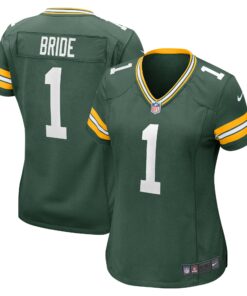 Women's Green Bay Packers Number 1 Bride Green Game Jersey JS8379 nicesnker