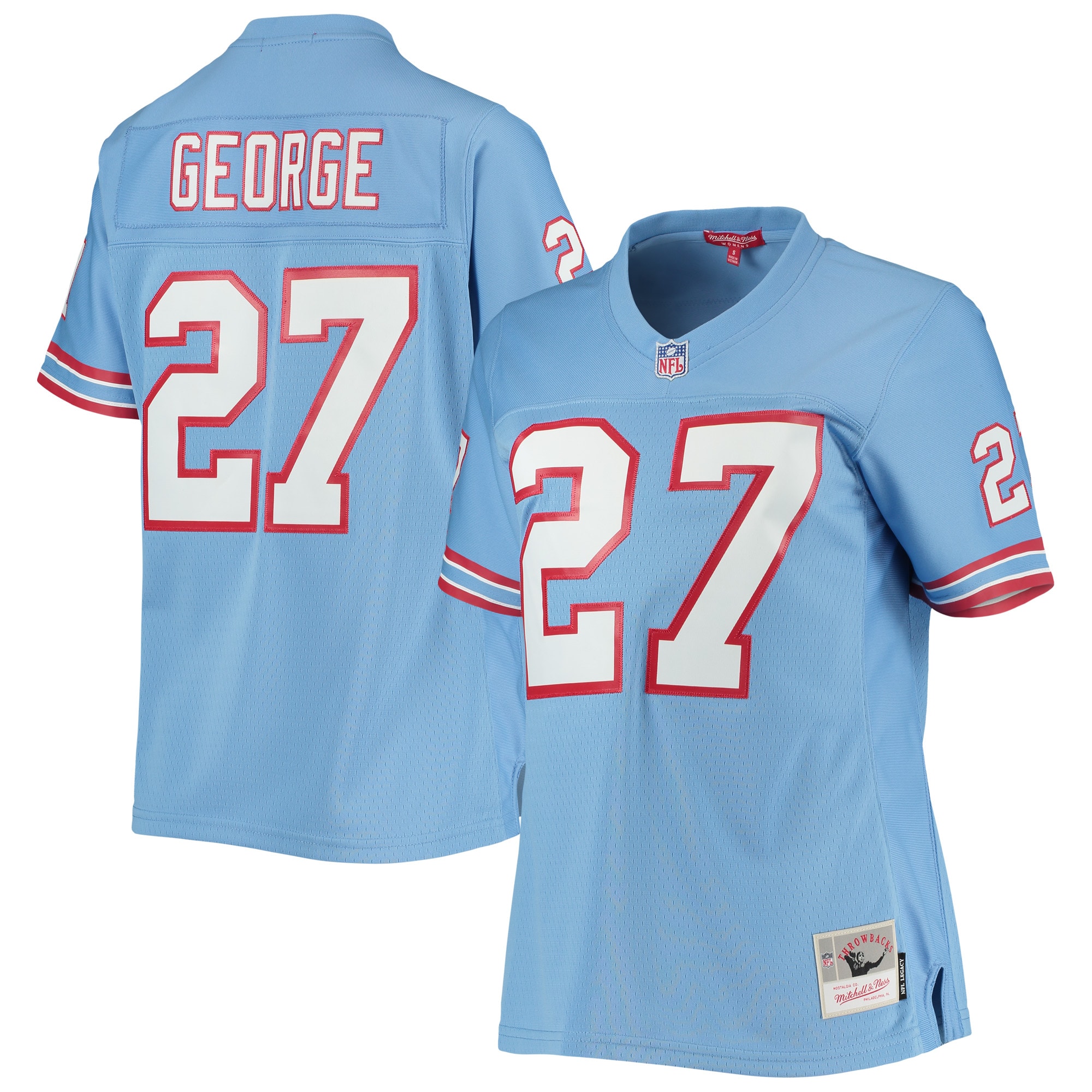 Women's Houston Oilers Eddie George Mitchell & Ness Light Blue Legacy Player Jersey JS4542 nicesnker