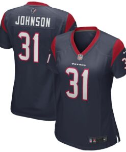 Women's Houston Texans David Johnson Navy Game Player Jersey JS9219 nicesnker