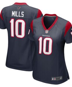 Women's Houston Texans Davis Mills Navy Game Jersey JS4167 nicesnker