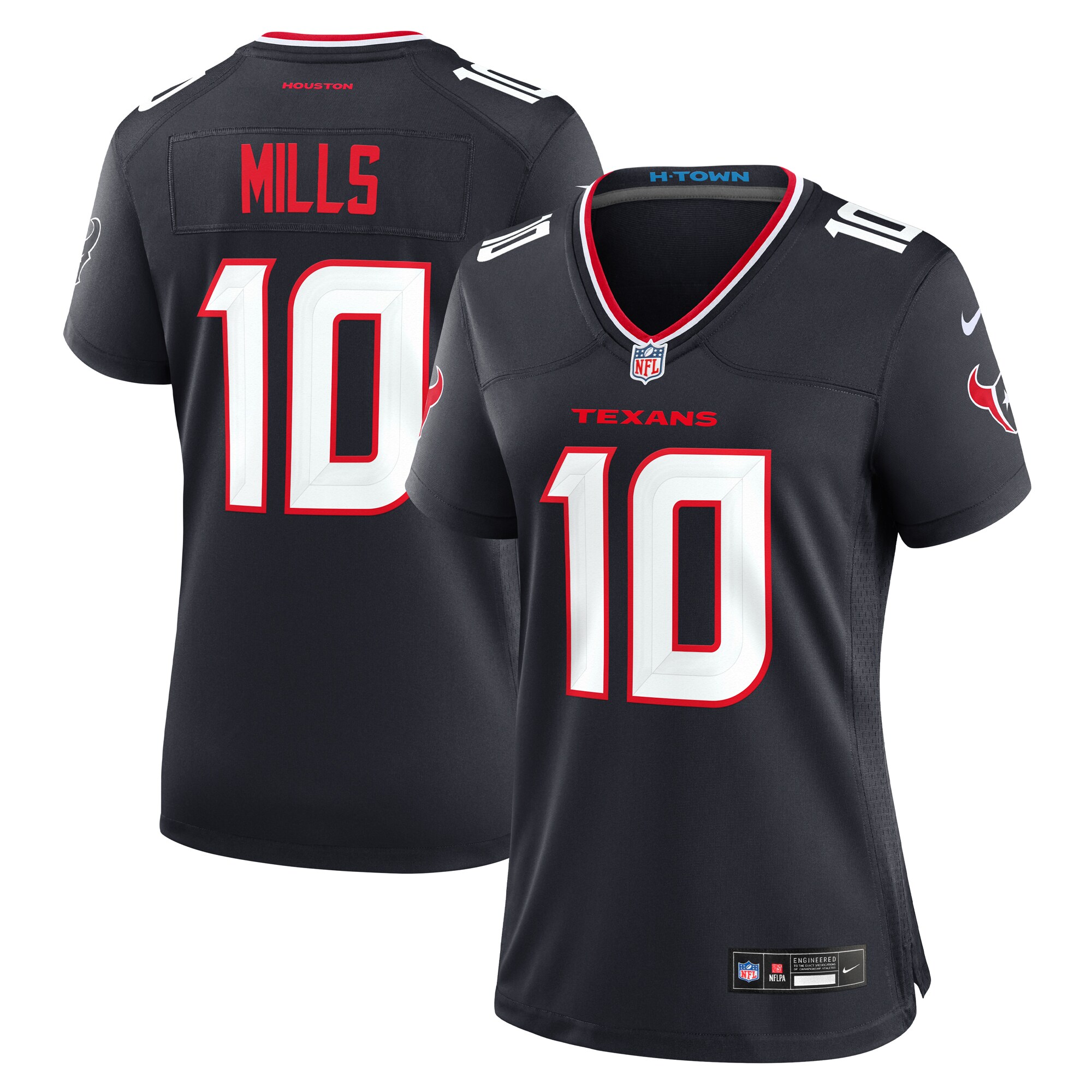 Women's Houston Texans Davis Mills Navy Team Game Jersey JS6587 nicesnker