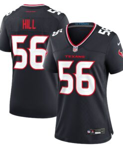 Women's Houston Texans Jamal Hill Navy Team Game Jersey JS3496 nicesnker