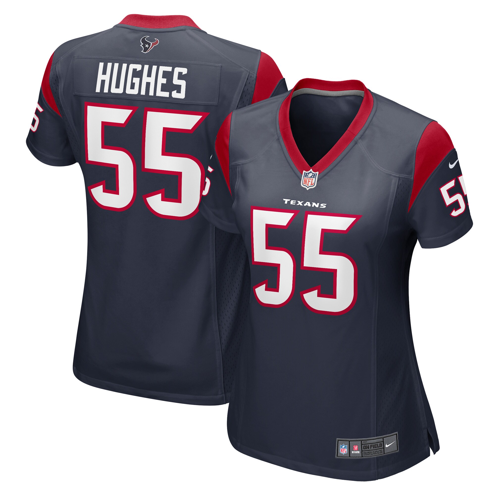 Women's Houston Texans Jerry Hughes Navy Game Player Jersey JS9632 nicesnker
