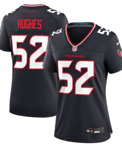 Women's Houston Texans Jerry Hughes Navy Team Game Jersey JS4366 nicesnker