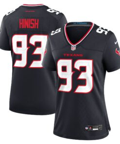 Women's Houston Texans Kurt Hinish Navy Team Game Jersey JS1680 nicesnker