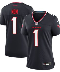 Women's Houston Texans Navy #1 Mom Game Jersey JS4206 nicesnker
