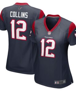 Women's Houston Texans Nico Collins Navy Game Jersey JS3542 nicesnker