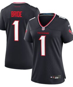 Women's Houston Texans Number 1 Bride Navy Game Jersey JS8204 nicesnker