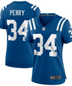 Women's Indianapolis Colts Joe Perry Royal Game Retired Player Jersey JS4106 nicesnker