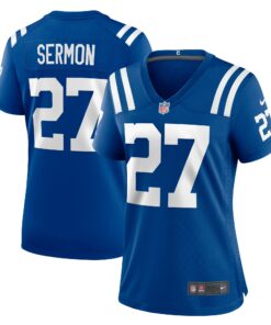 Women's Indianapolis Colts Trey Sermon Royal Team Game Jersey JS2012 nicesnker