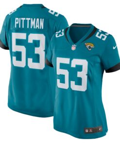 Women's Jacksonville Jaguars Anthony Pittman Teal Team Game Jersey JS2954 nicesnker
