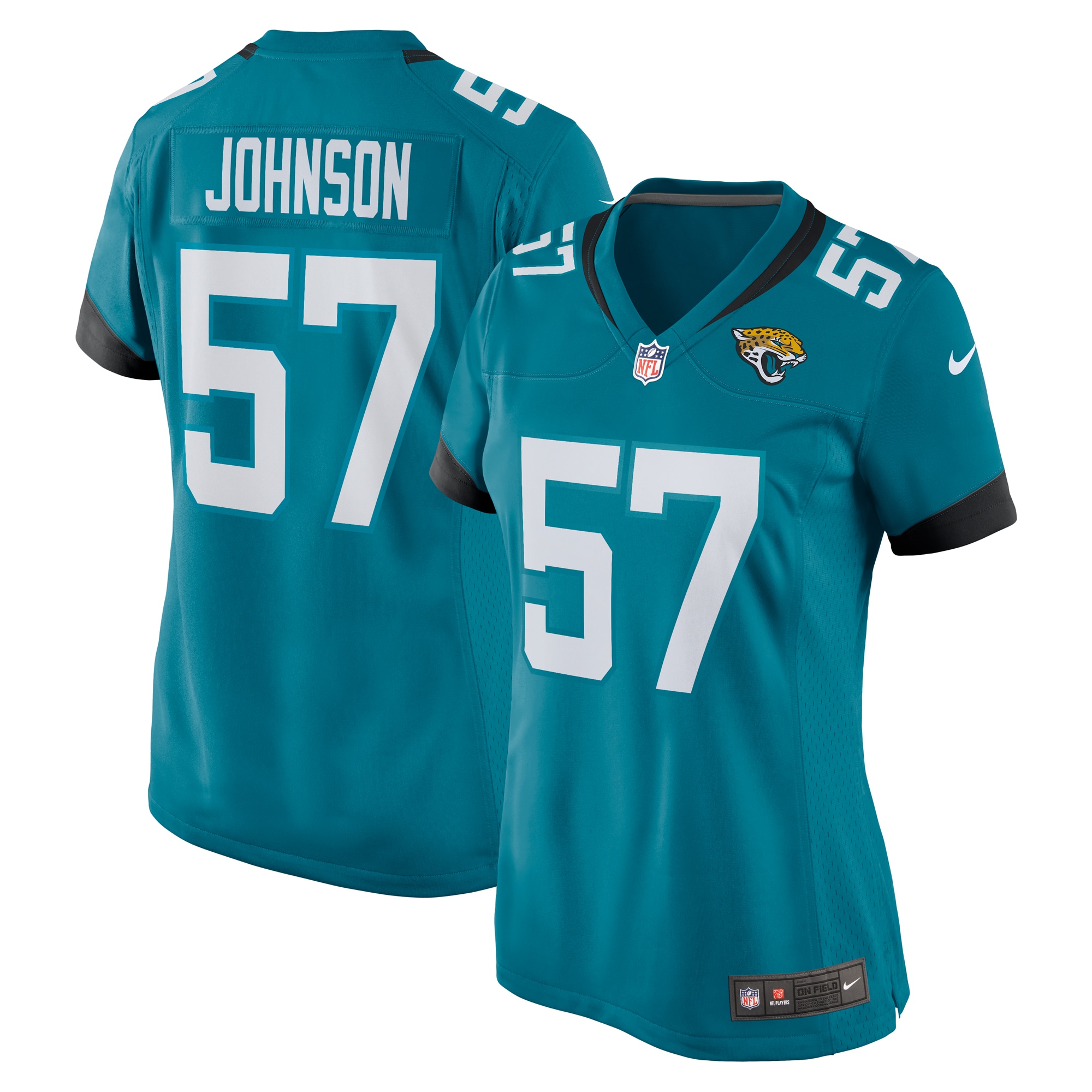 Women's Jacksonville Jaguars Caleb Johnson Teal Game Player Jersey JS1639 nicesnker