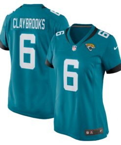 Women's Jacksonville Jaguars Chris Claybrooks Teal Game Player Jersey JS1430 nicesnker