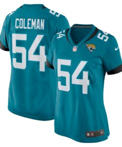 Women's Jacksonville Jaguars DJ Coleman Teal Game Jersey JS3931 nicesnker