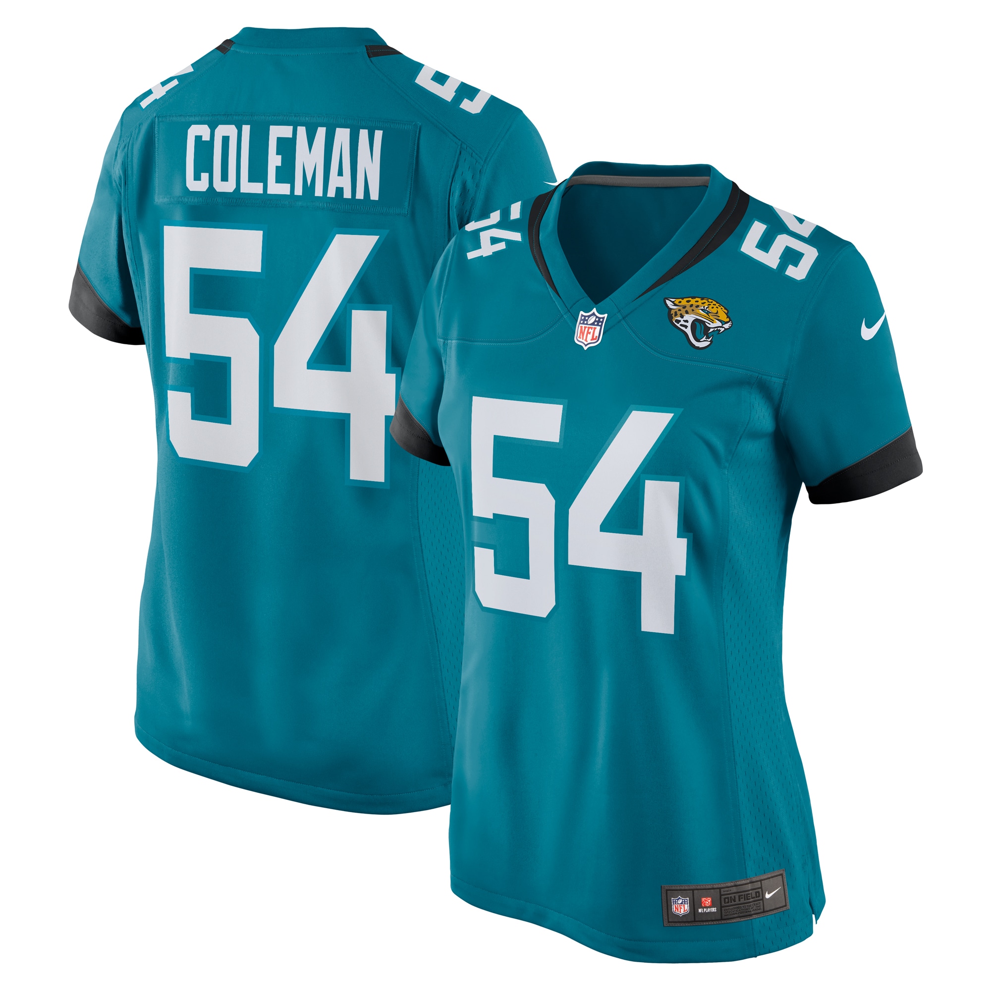 Women's Jacksonville Jaguars DJ Coleman Teal Game Jersey JS3931 nicesnker