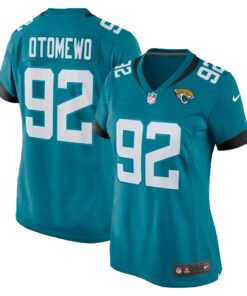 Women's Jacksonville Jaguars Esezi Otomewo Teal Team Game Jersey JS1251 nicesnker