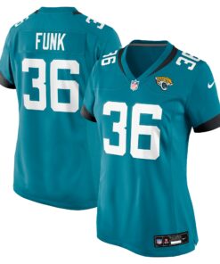 Women's Jacksonville Jaguars Jake Funk Teal Team Game Jersey JS3969 nicesnker