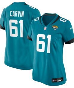 Women's Jacksonville Jaguars Jerome Carvin Teal Game Jersey JS5923 nicesnker