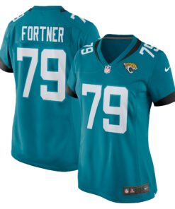 Women's Jacksonville Jaguars Luke Fortner Teal Game Jersey JS2064 nicesnker