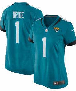 Women's Jacksonville Jaguars Number 1 Bride Teal Game Jersey JS7147 nicesnker