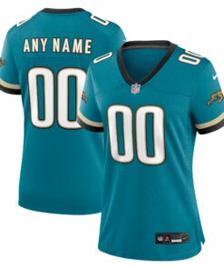 Women's Jacksonville Jaguars Teal Prowler Throwback Custom Game Jersey JS5413 nicesnker