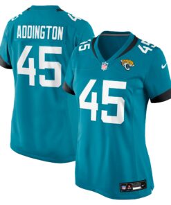 Women's Jacksonville Jaguars Tucker Addington Teal Team Game Jersey JS3530 nicesnker