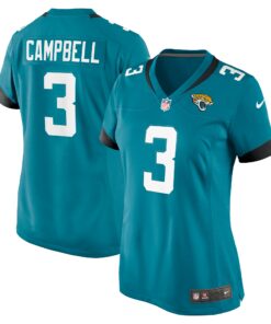 Women's Jacksonville Jaguars Tyson Campbell Teal Game Jersey JS6575 nicesnker