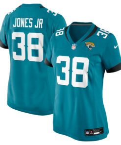 Women's Jacksonville Jaguars Velus Jones Jr. Teal Game Jersey JS1262 nicesnker