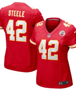 Women's Kansas City Chiefs Carson Steele Red Game Jersey JS3659 nicesnker