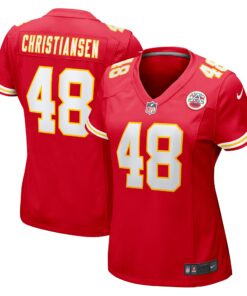 Women's Kansas City Chiefs Cole Christiansen Red Game Player Jersey JS8751 nicesnker