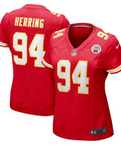Women's Kansas City Chiefs Malik Herring Red Team Game Player Jersey JS7145 nicesnker