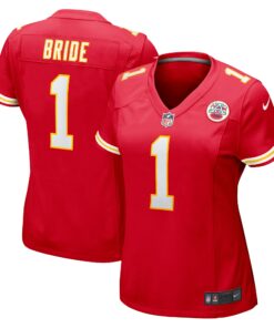 Women's Kansas City Chiefs Number 1 Bride Red Game Jersey JS1856 nicesnker