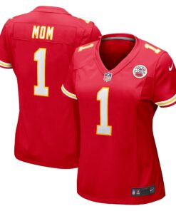 Women's Kansas City Chiefs Number 1 Mom Red Game Jersey JS8158 nicesnker