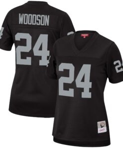 Women's Las Vegas Raiders Charles Woodson Mitchell & Ness Black Legacy Team Jersey JS6234 nicesnker