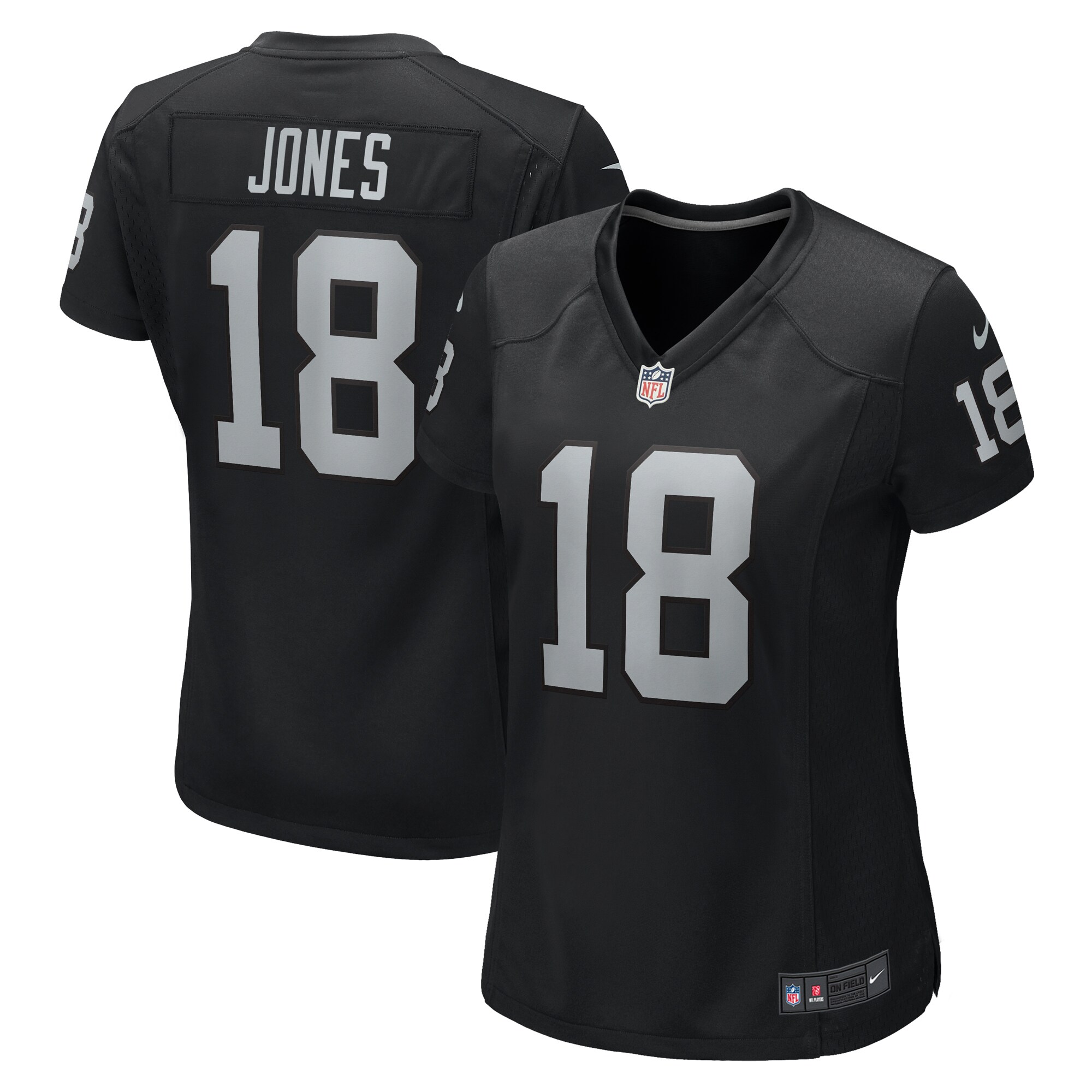 Women's Las Vegas Raiders Jack Jones Black Game Jersey JS3520 nicesnker