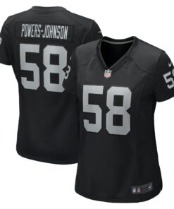 Women's Las Vegas Raiders Jackson Powers-Johnson Black Game Jersey JS4071 nicesnker