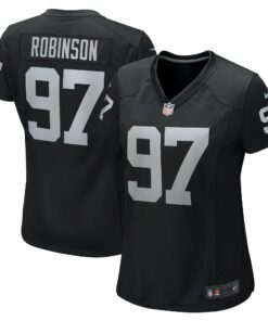 Women's Las Vegas Raiders Janarius Robinson Black Team Game Jersey JS2403 nicesnker