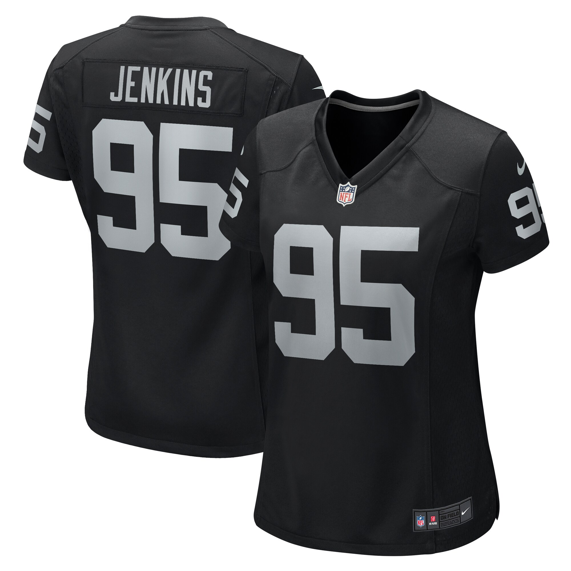 Women's Las Vegas Raiders John Jenkins Black Game Jersey JS5779 nicesnker