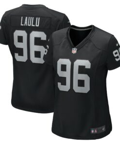 Women's Las Vegas Raiders Jonah Laulu Black Game Jersey JS5929 nicesnker