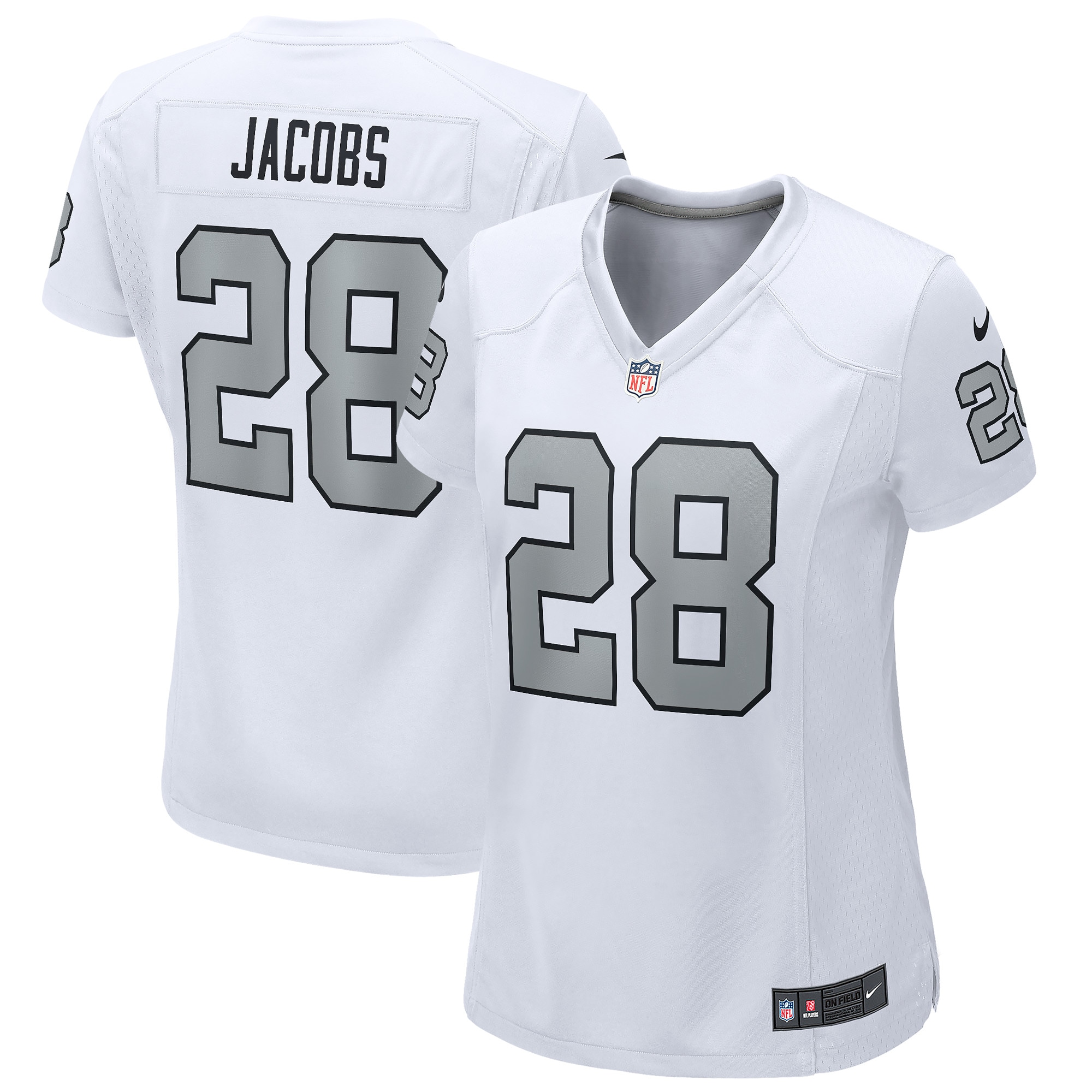 Women's Las Vegas Raiders Josh Jacobs White Alternate Game Player Jersey JS7773 nicesnker