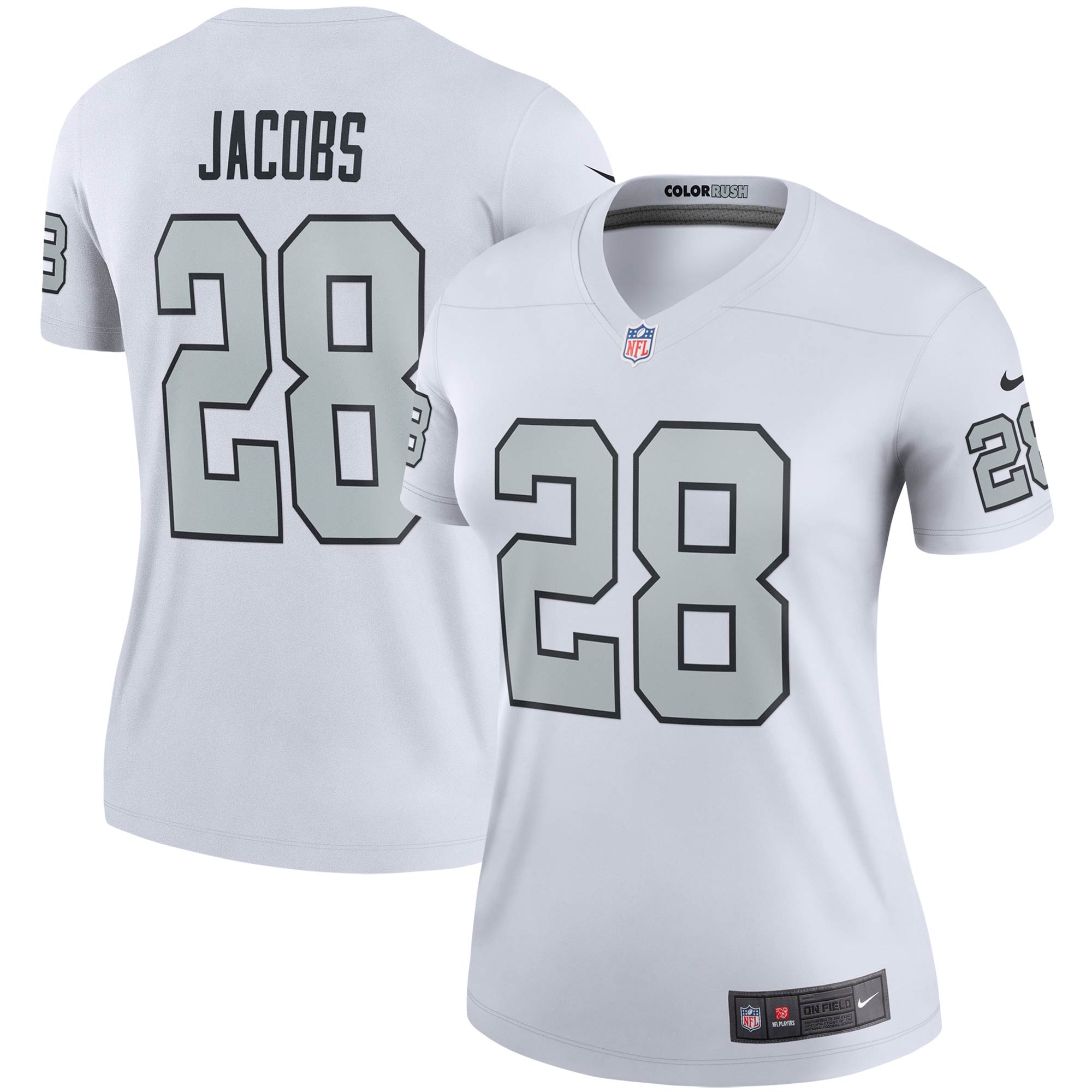 Women's Las Vegas Raiders Josh Jacobs White Alternate Legend Player Performance Top JS3852 nicesnker