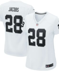 Women's Las Vegas Raiders Josh Jacobs White Player Game Team Jersey JS7199 nicesnker