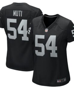 Women's Las Vegas Raiders Netane Muti Black Team Game Jersey JS5142 nicesnker