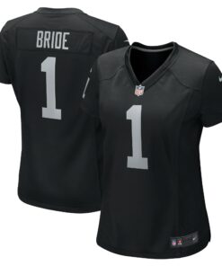 Women's Las Vegas Raiders Number 1 Bride Black Game Jersey JS8547 nicesnker