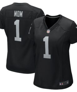 Women's Las Vegas Raiders Number 1 Mom Black Game Jersey JS5560 nicesnker