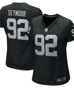Women's Las Vegas Raiders Richard Seymour Black Retired Player Game Jersey JS5871 nicesnker